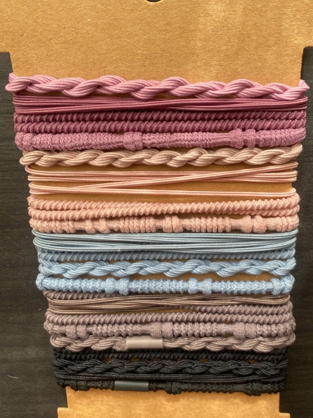 Boho Festival Braided Elastic Hair Tie Bracelet Stack Multi Color 20 Piece Set